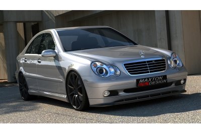 Накладка сплиттер на передний бампер на Mercedes C W203